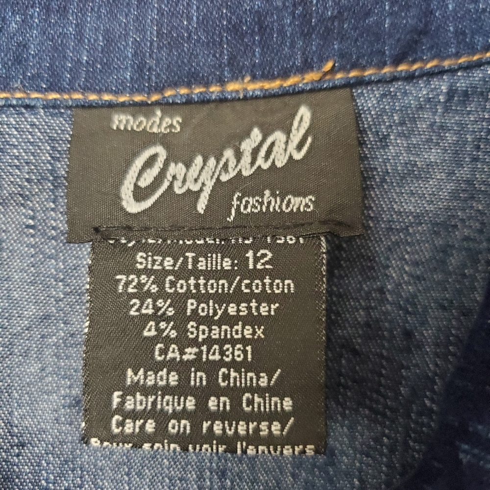 Zipper A Bit Sticky - Crystal Jean Jacket sz 12 - Picture 12 of 12